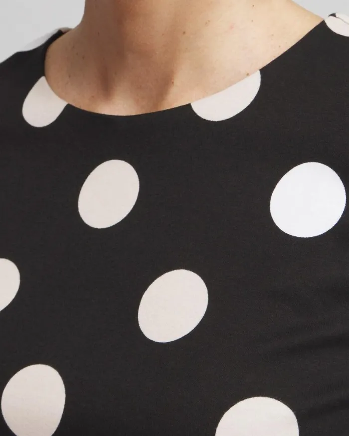 Chico039s Tops Polka Dot Bubble Hem Top Black 8211 Clothing