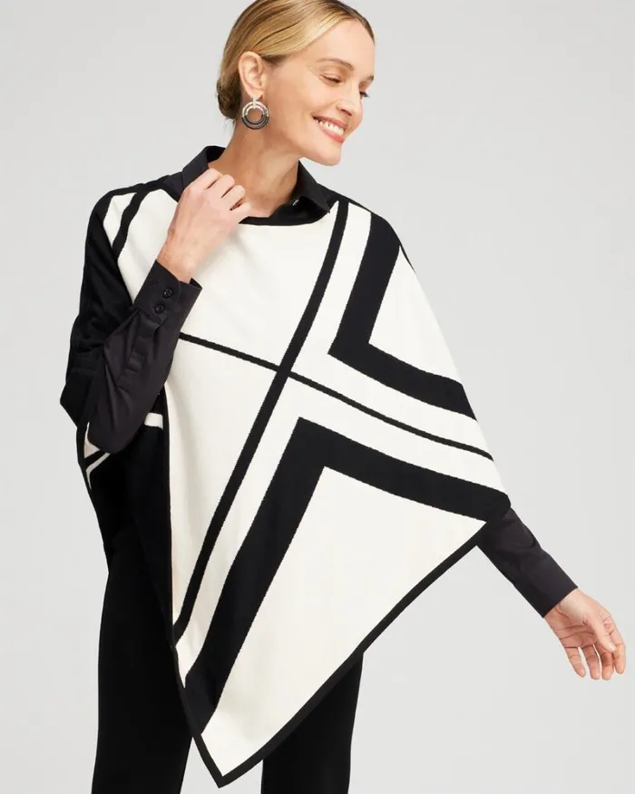 Chico039s Tops Reversible Triangle Sweater Poncho English Cream 8211 Clothing Chico039s Tops Reversible Triangle Sweater Poncho English Cream 8211 Clothing
