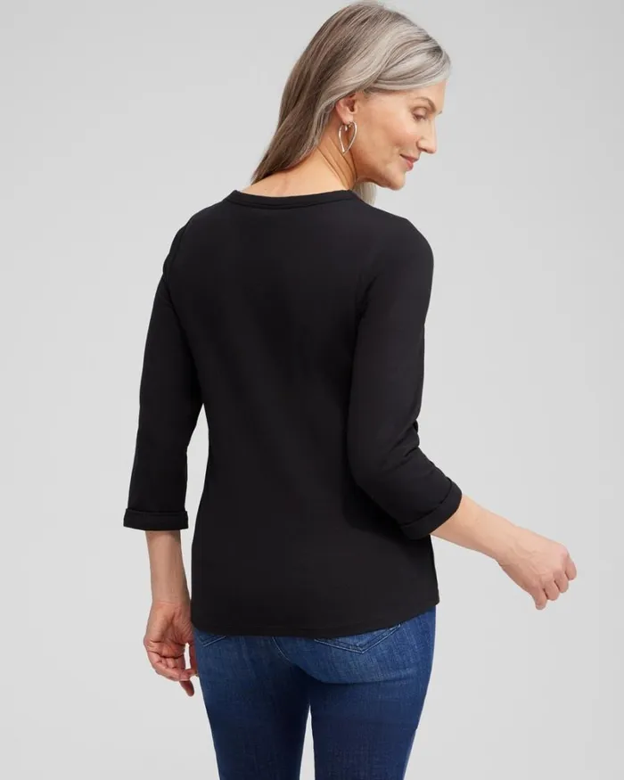 Chico039s Tops Sequins Heart Valentine039s Tee Black 8211 Clothing