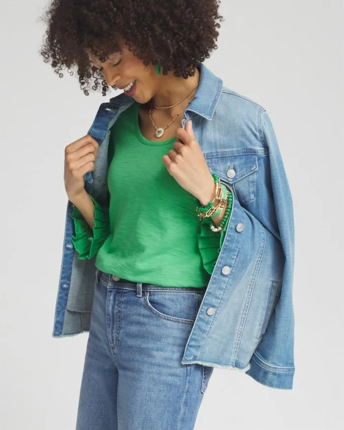 Chico039s Tops Smocked 34 Sleeve Tee Grassy Green 8211 Clothing
