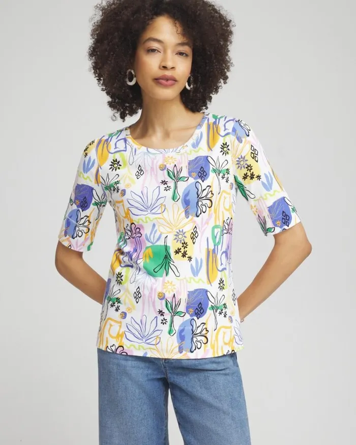 Chico039s Tops Surreal Jewel Neck Tee Purple Nightshade 8211 Clothing