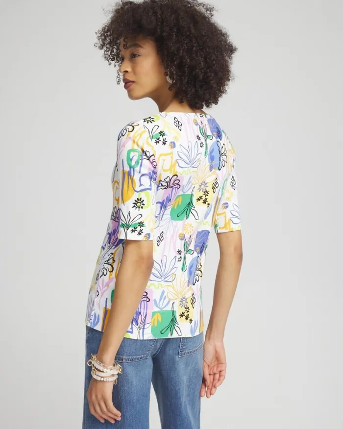 Chico039s Tops Surreal Jewel Neck Tee Purple Nightshade 8211 Clothing