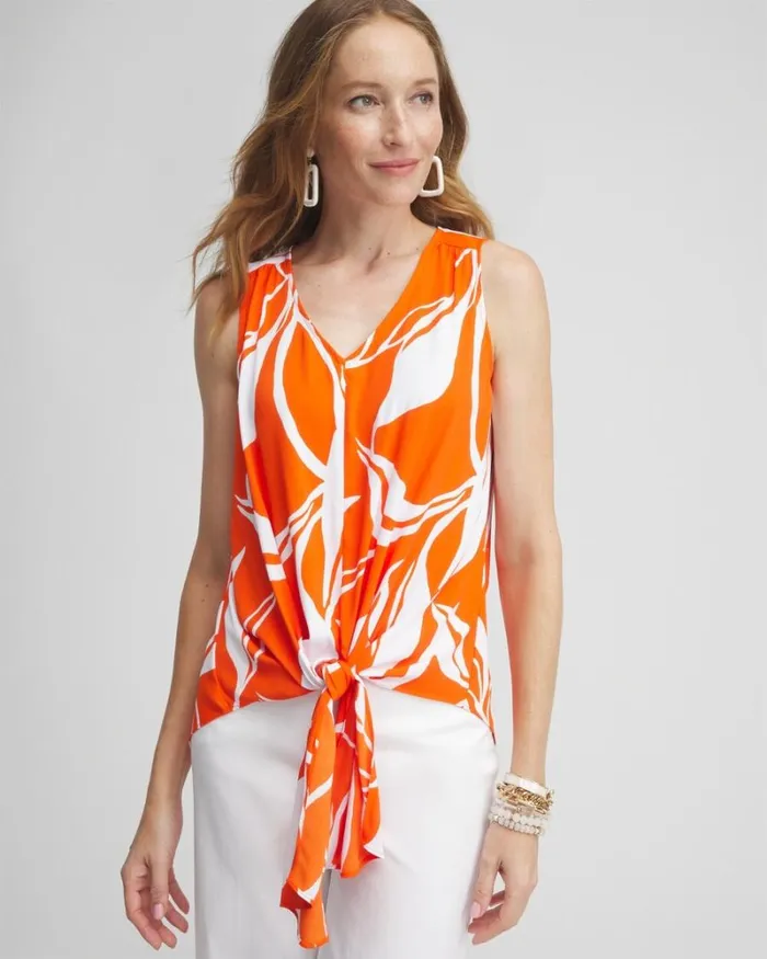 Chico039s Tops Tie Front Tank Blood Orange 8211 Clothing