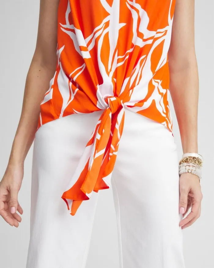 Chico039s Tops Tie Front Tank Blood Orange 8211 Clothing