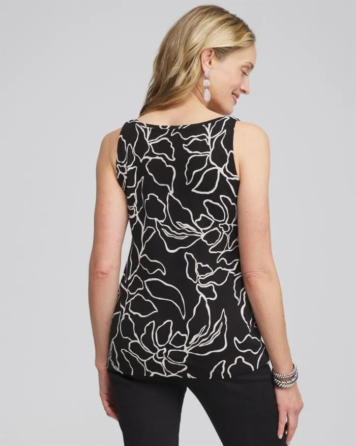 Chico039s Tops Touch Of Cool Floral Polished Tank Black 8211 Clothing