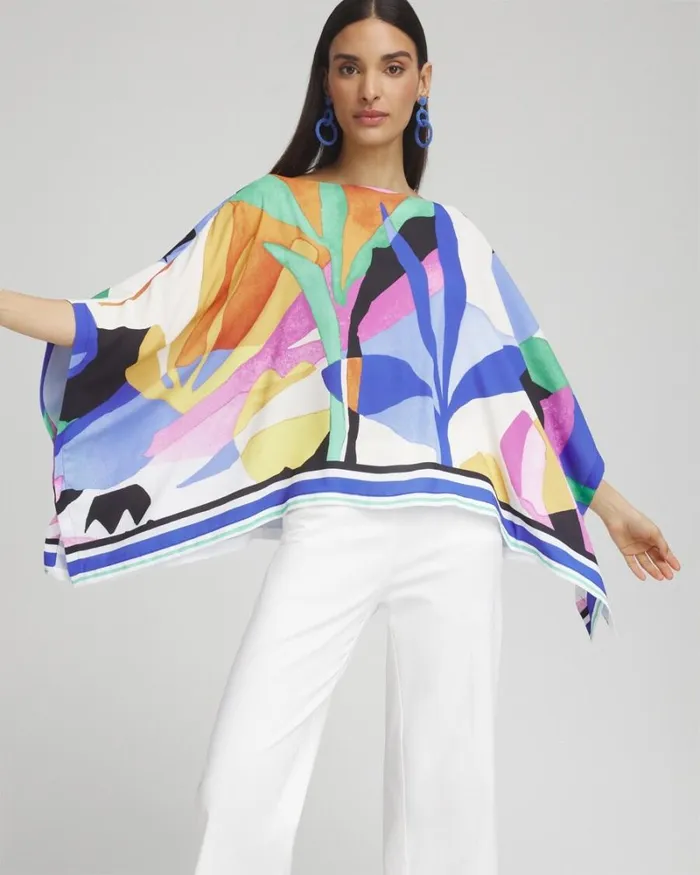 Chico039s Tops Tropical Border Stripe Poncho Purple Nightshade 8211 Clothing Chico039s Tops Tropical Border Stripe Poncho Purple Nightshade 8211 Clothing