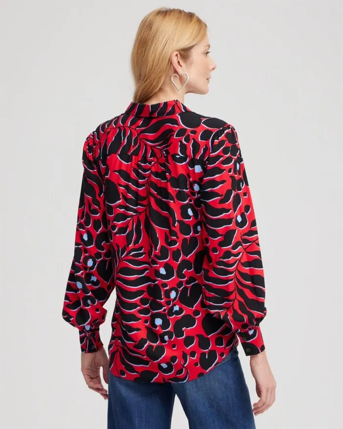 Chico039s Tops Twill Animal Print Tunic Love Letter Red 8211 Clothing