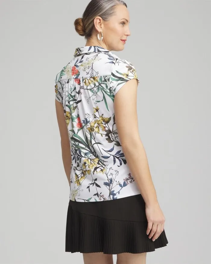 Chico039s Tops Zenergy UPF Floral Cap Sleeve Polo Verdant Green 8211 Clothing Chico039s Tops Zenergy UPF Floral Cap Sleeve Polo Verdant Green 8211 Clothing
