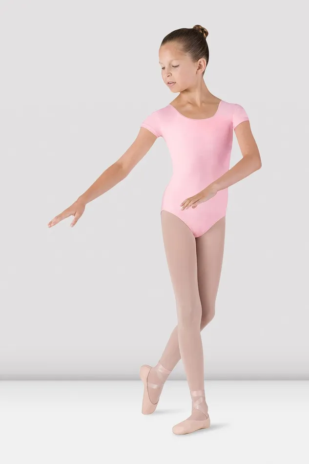 Children Bloch Girls Dujour Cap Sleeve Leotard Candy Pink Leotards