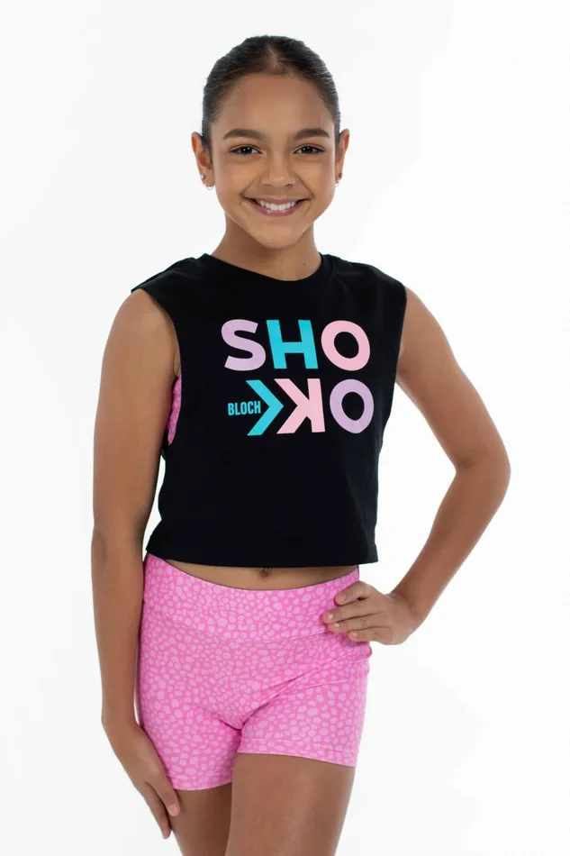 Children Bloch X Flo Active Cleo Crop Muscle Top Black Tops Bloch
