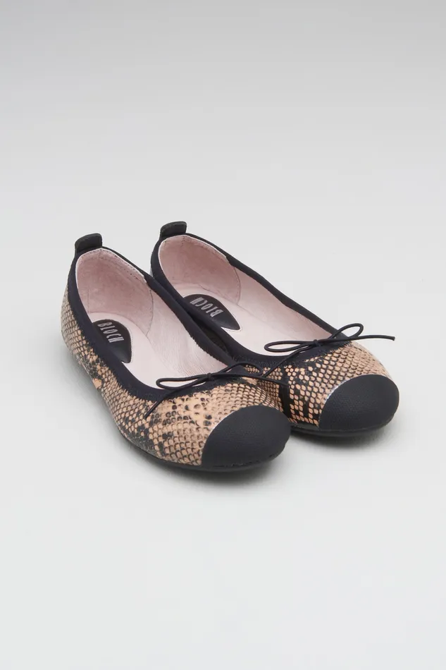Children Girls Astra Ballet Flats Tan Python Ballet Flats Bloch