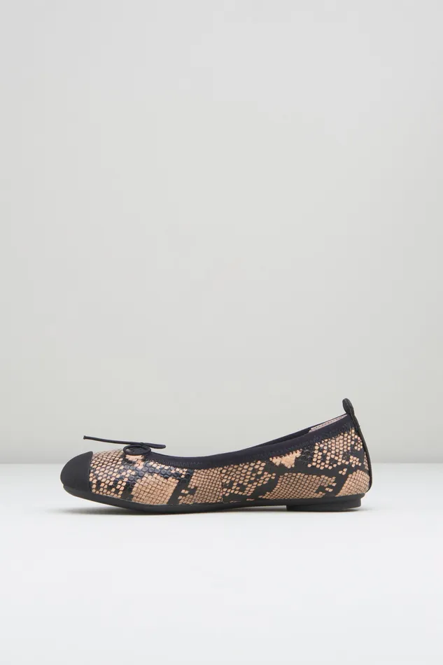 Children Girls Astra Ballet Flats Tan Python Ballet Flats Bloch