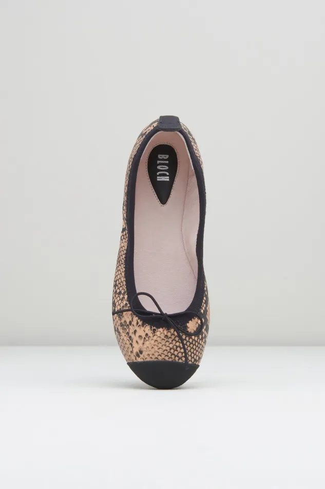 Children Girls Astra Ballet Flats Tan Python Ballet Flats Bloch