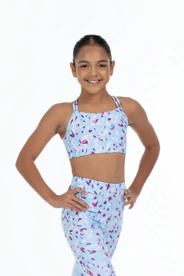 Children Tops Bloch Bloch X Flo Active Remi XBack Bra Top Pale Blue Petals