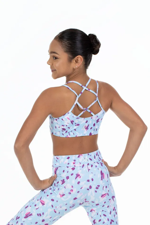 Children Tops Bloch Bloch X Flo Active Remi XBack Bra Top Pale Blue Petals
