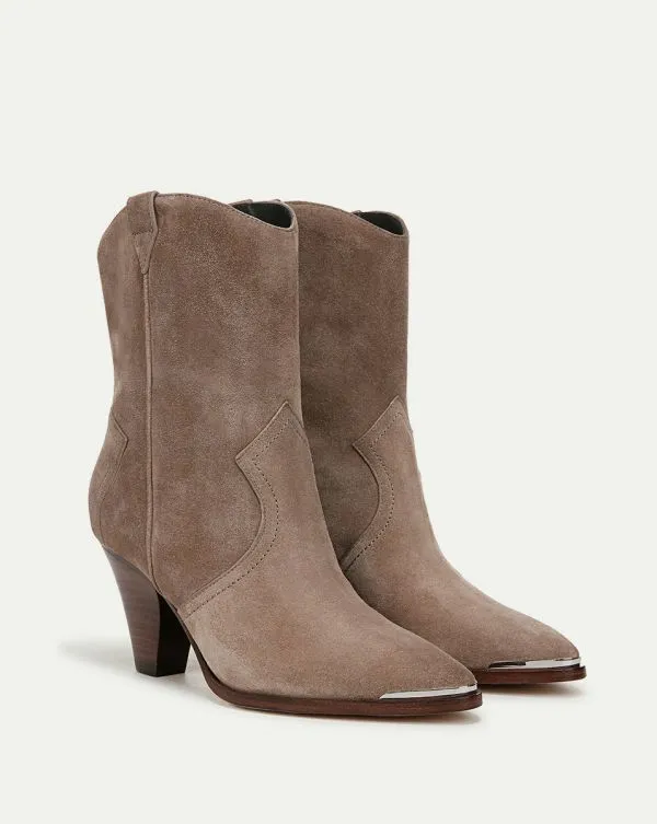 Cody Suede Western Bootie Taupe Women Veronica Beard Shoes Cody Suede Western Bootie Taupe Women Veronica Beard Shoes