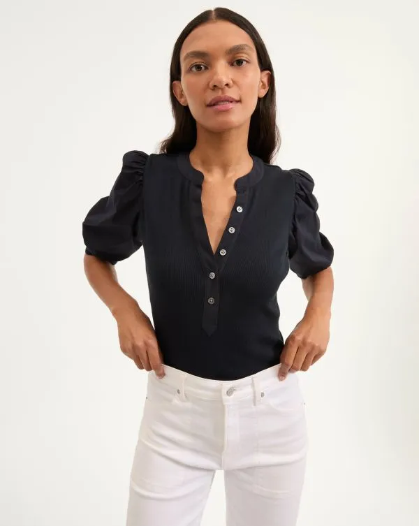 Coralee PuffSleeve Tee Navy Women Veronica Beard Tops