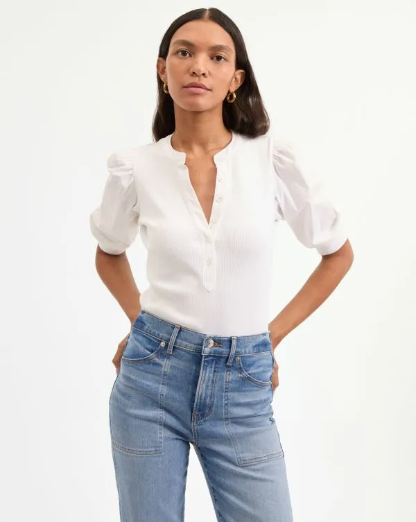 Coralee PuffSleeve Tee White Women Veronica Beard Tops