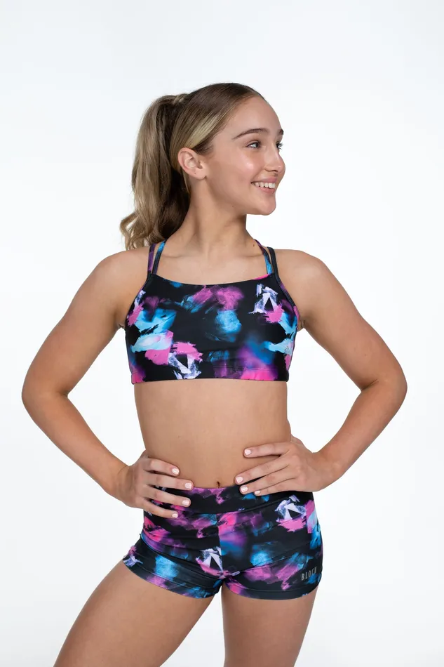 Crop Tops Bloch X Flo Active Remi XBack Bra Top Black Splash 8211 Bloch Children Crop Tops Bloch X Flo Active Remi XBack Bra Top Black Splash 8211 Bloch Children