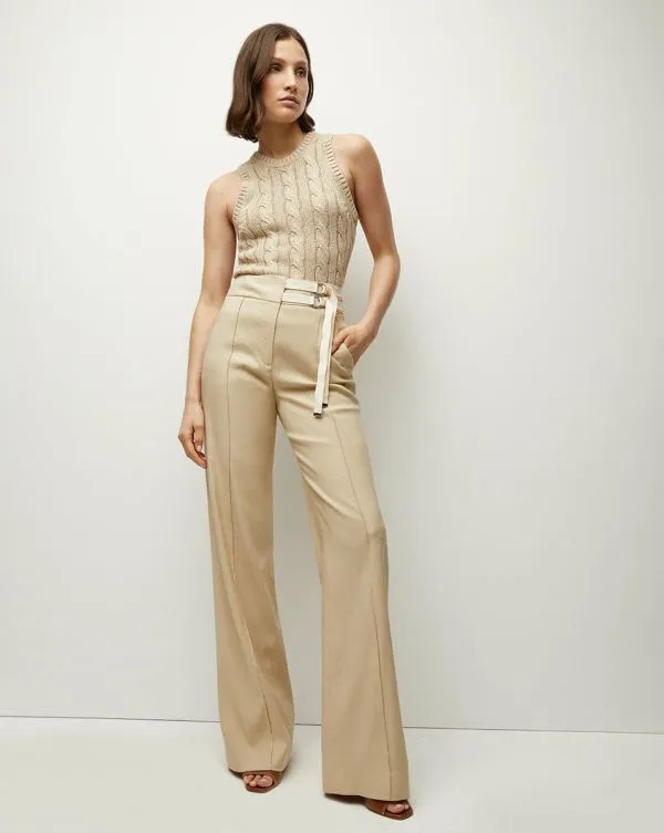 Cruz StretchLinen Pants Stone Khaki Women Veronica Beard Pants