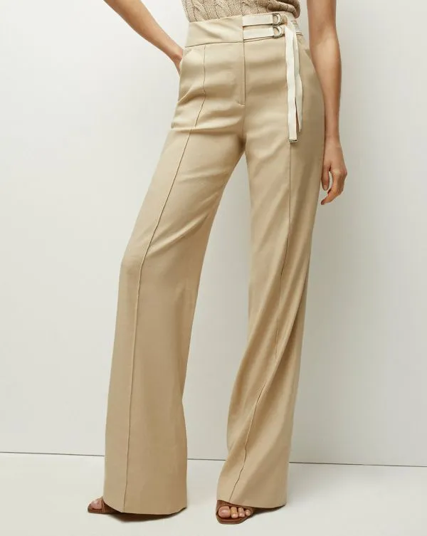 Cruz StretchLinen Pants Stone Khaki Women Veronica Beard Pants