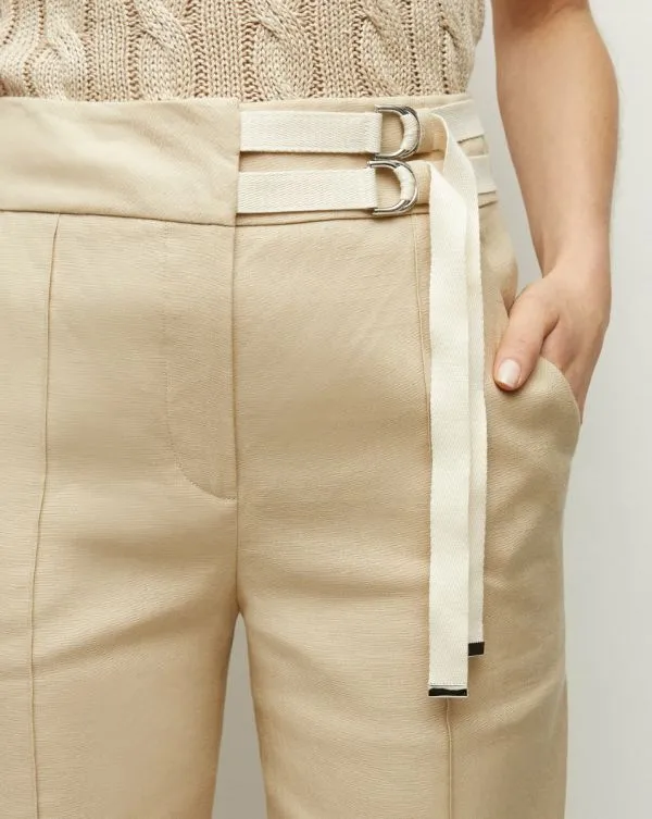 Cruz StretchLinen Pants Stone Khaki Women Veronica Beard Pants