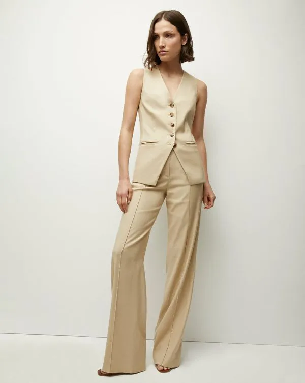Cruz StretchLinen Pants Stone Khaki Women Veronica Beard Pants