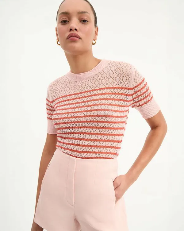 Declan Pullover Pink Shellandpersimmon Women Veronica Beard Tops