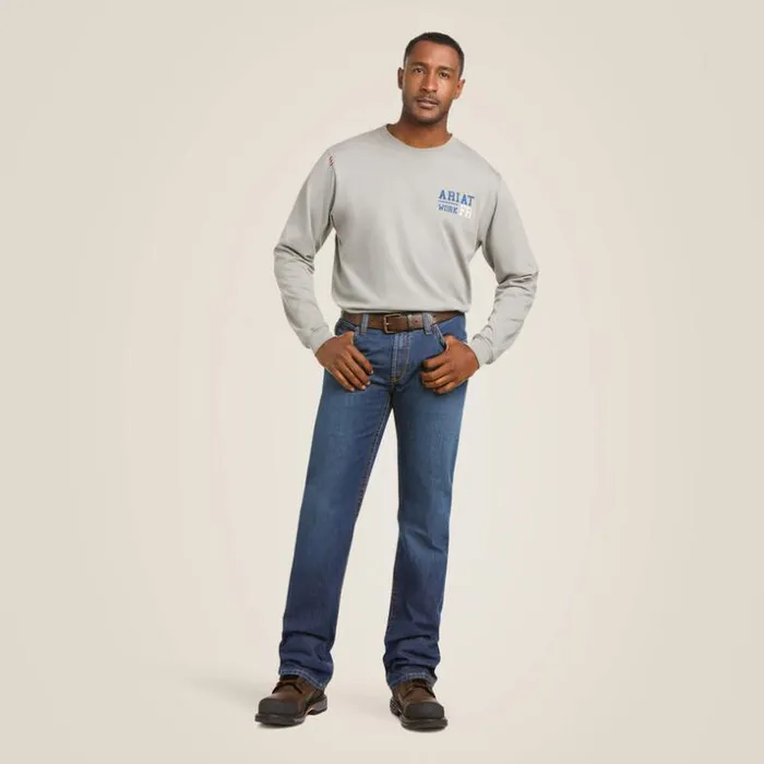 Denim Men Ariat FR M4 Relaxed Basic Boot Cut Jean Flint Denim Men Ariat FR M4 Relaxed Basic Boot Cut Jean Flint