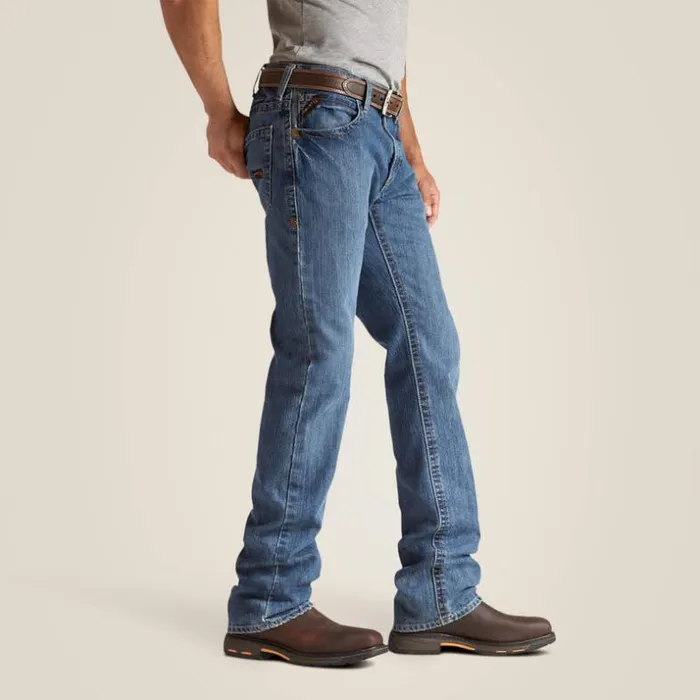 Denim Men Ariat FR M4 Relaxed Basic Boot Cut Jean Flint Denim Men Ariat FR M4 Relaxed Basic Boot Cut Jean Flint
