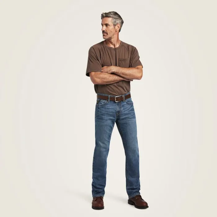 Denim Men Ariat Rebar M7 DuraStretch Edge Stackable Straight Leg Jean Rico Denim Men Ariat Rebar M7 DuraStretch Edge Stackable Straight Leg Jean Rico