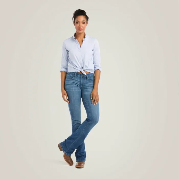 Denim Women Ariat REAL Mid Rise Patricia Boot Cut Jean Maine Denim Women Ariat REAL Mid Rise Patricia Boot Cut Jean Maine