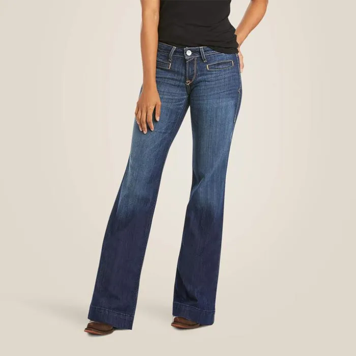 Denim Women Ariat Trouser Mid Rise Stretch Lucy Wide Leg Jean Pacific