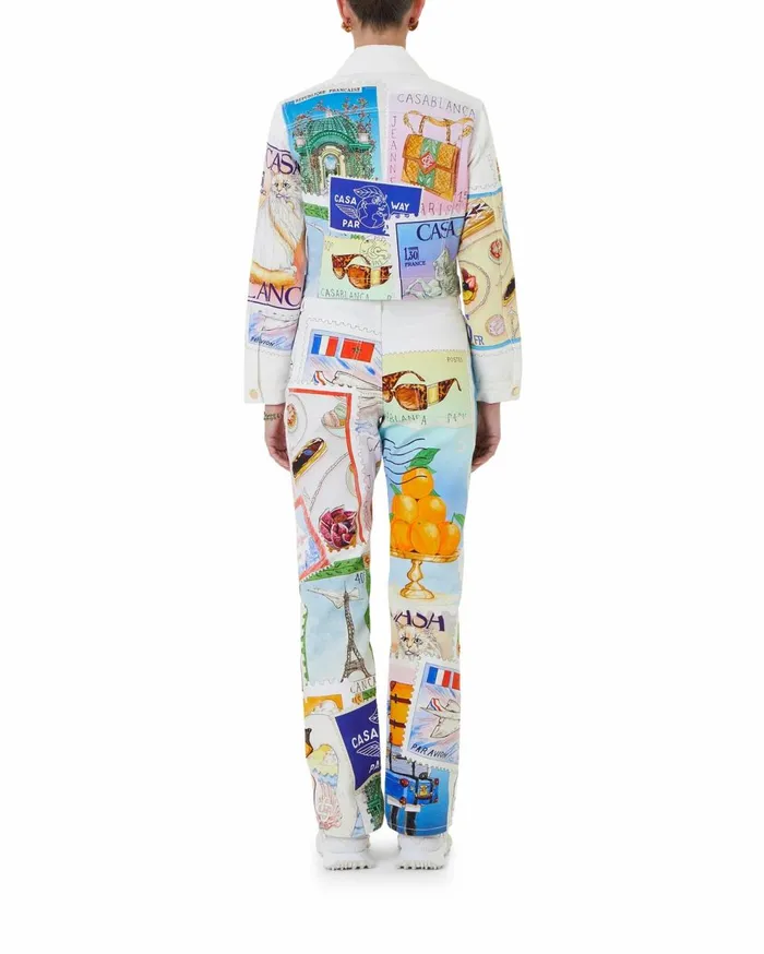 Denim Women Casablanca Paris Souvenirs De Vacances Classic Printed Denim Jacket