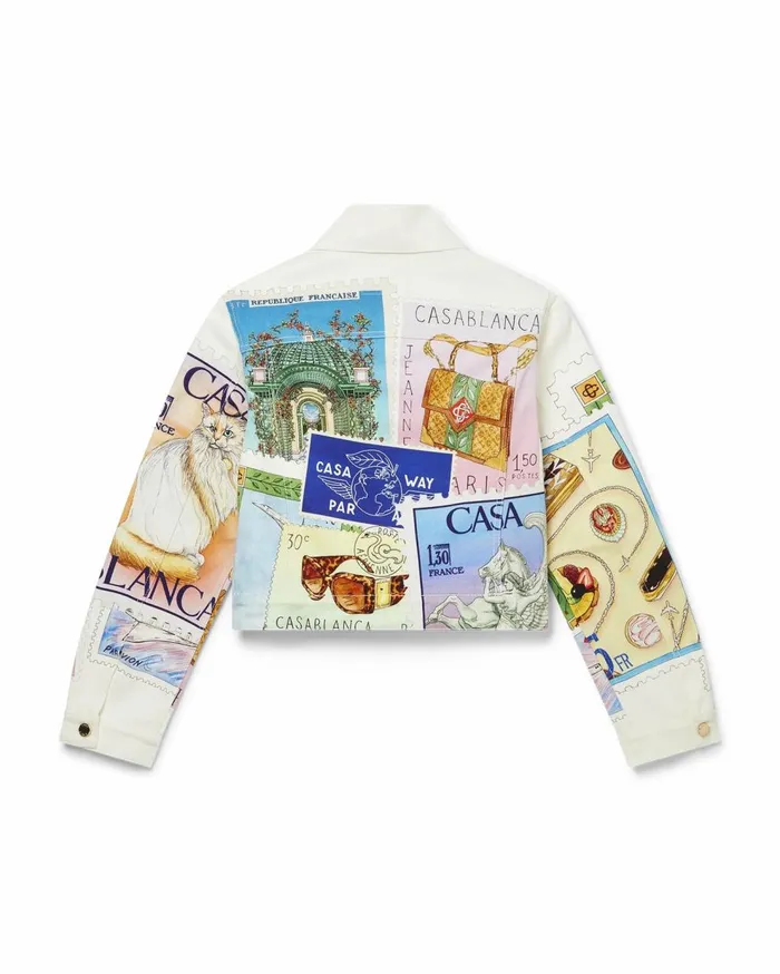 Denim Women Casablanca Paris Souvenirs De Vacances Classic Printed Denim Jacket