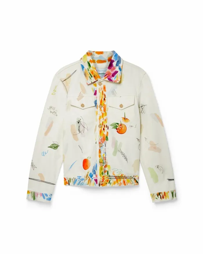 Denim Women Casablanca Paris Work In Progress Classic Printed Denim Jacket