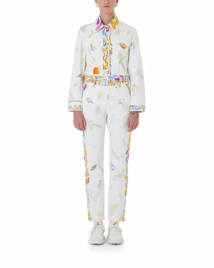 Denim Women Casablanca Paris Work In Progress Classic Printed Denim Jacket