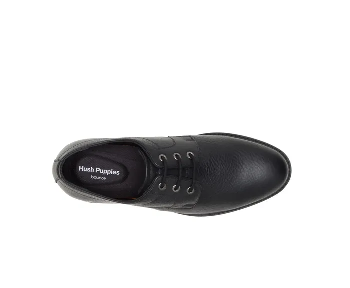 Detroit Plain Toe Oxford Black Leather Men Oxfords Hush Puppies