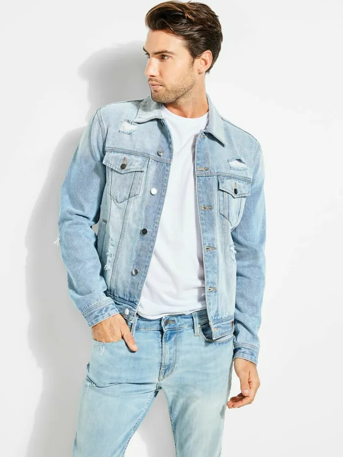 Dillon LightWash Denim Jacket Light Wash Men Jeans and Denim GUESS Dillon LightWash Denim Jacket Light Wash Men Jeans and Denim GUESS