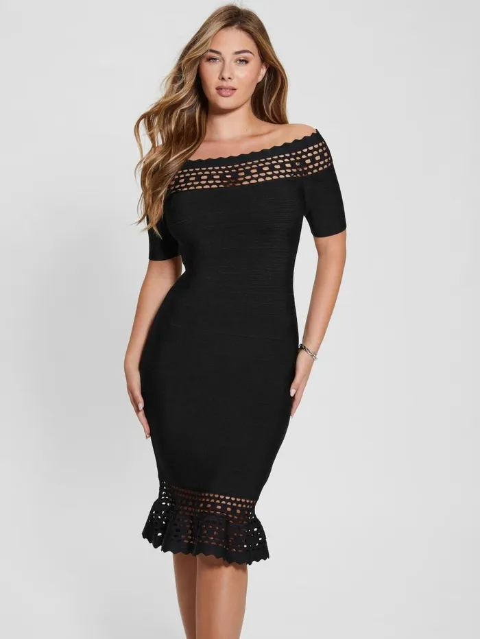 Dresses and Jumpsuits Gabriela OfftheShoulder Bandage Dress Black GUESS Women