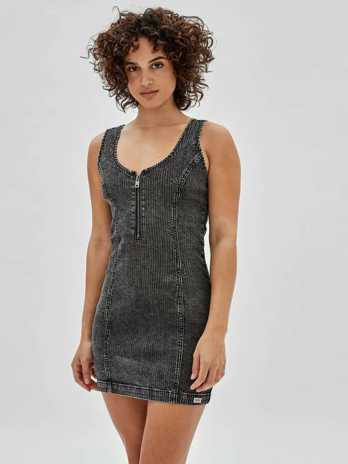 Dresses and Jumpsuits GUESS Originals Zip Dress Light Blk Wash GUESS Women