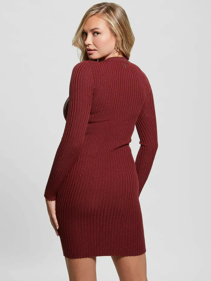 Dresses and Jumpsuits GUESS Women Claudine Shimmer Sweater Dress Tahiti Red Dresses and Jumpsuits GUESS Women Claudine Shimmer Sweater Dress Tahiti Red