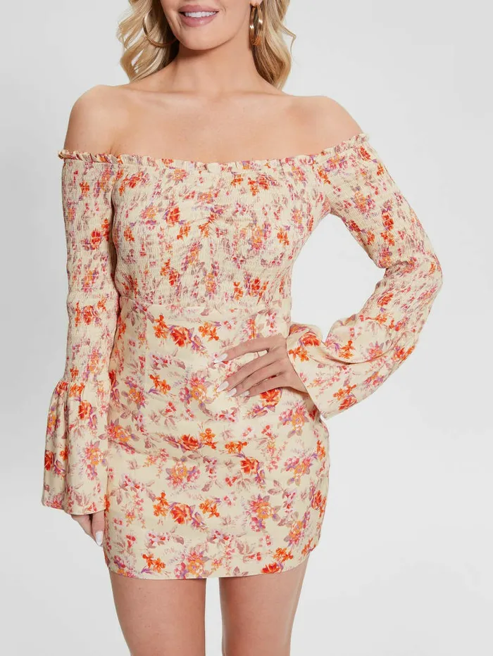 Dresses and Jumpsuits GUESS Women Eco OfftheShoulder Hailey Dress Catalina Mini Blooms Dresses and Jumpsuits GUESS Women Eco OfftheShoulder Hailey Dress Catalina Mini Blooms