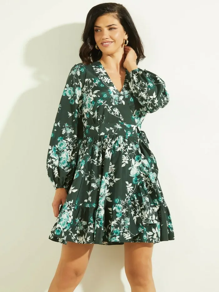 Dresses and Jumpsuits Petal Pose Wrap Dress Petal Pose Chenille Green 8211 GUESS Women