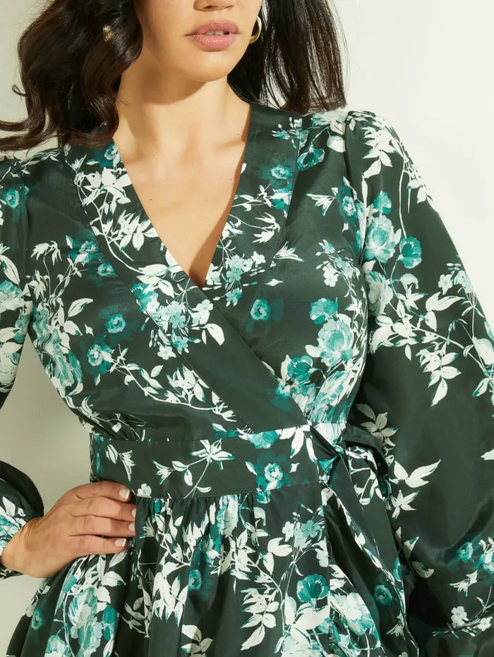 Dresses and Jumpsuits Petal Pose Wrap Dress Petal Pose Chenille Green 8211 GUESS Women