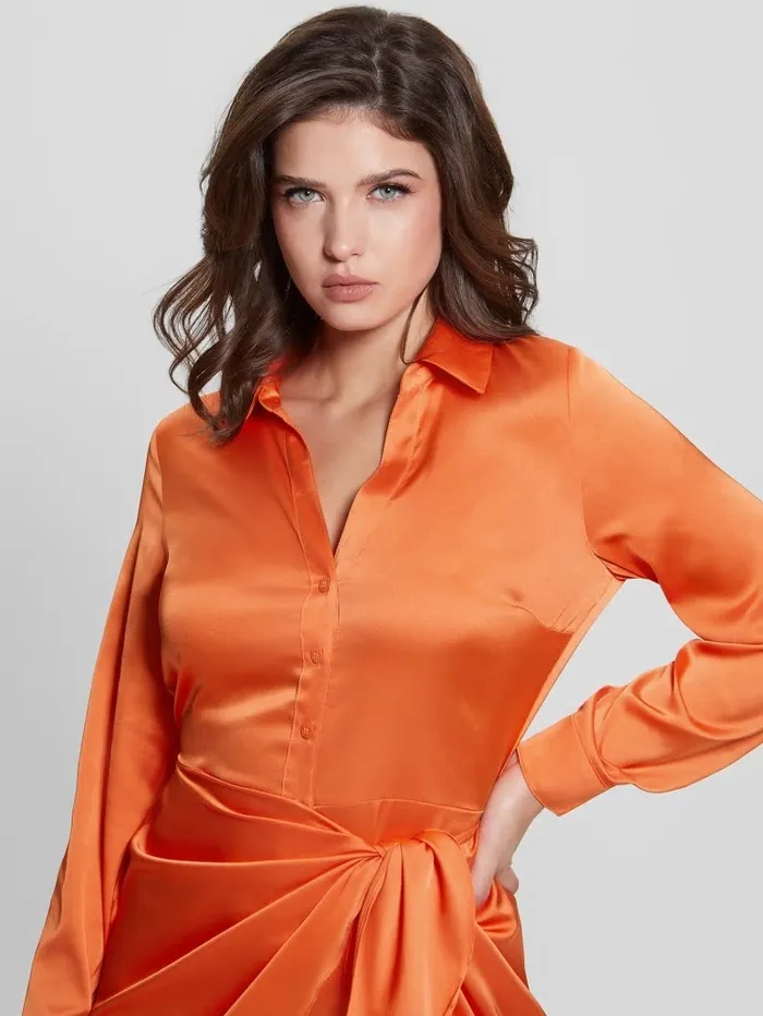 Dresses and Jumpsuits Women GUESS Eco Alya Dress Orange Slushie Dresses and Jumpsuits Women GUESS Eco Alya Dress Orange Slushie