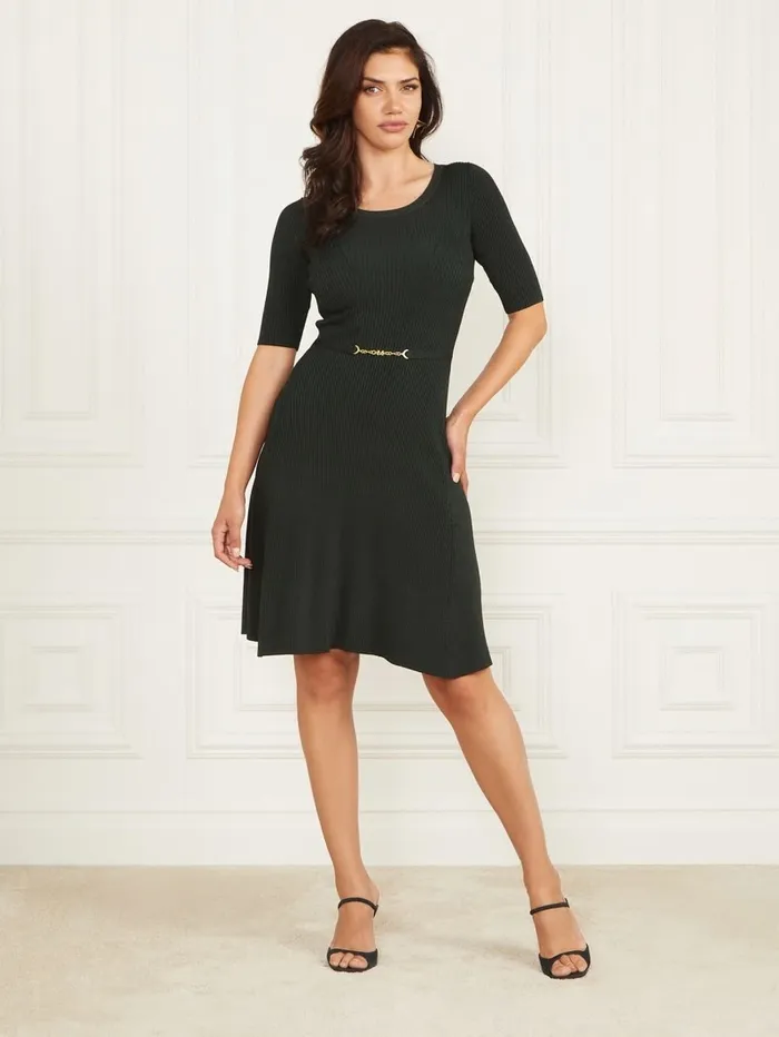Dresses and Jumpsuits Women GUESS Laila Ribbed Sweater Dress Chenille Green