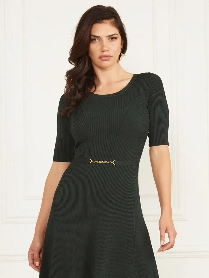 Dresses and Jumpsuits Women GUESS Laila Ribbed Sweater Dress Chenille Green Dresses and Jumpsuits Women GUESS Laila Ribbed Sweater Dress Chenille Green
