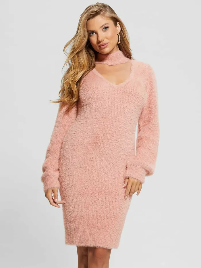 Dresses and Jumpsuits Women Sadie Mock Neck Cutout Dress Smooth Pink Multi GUESS