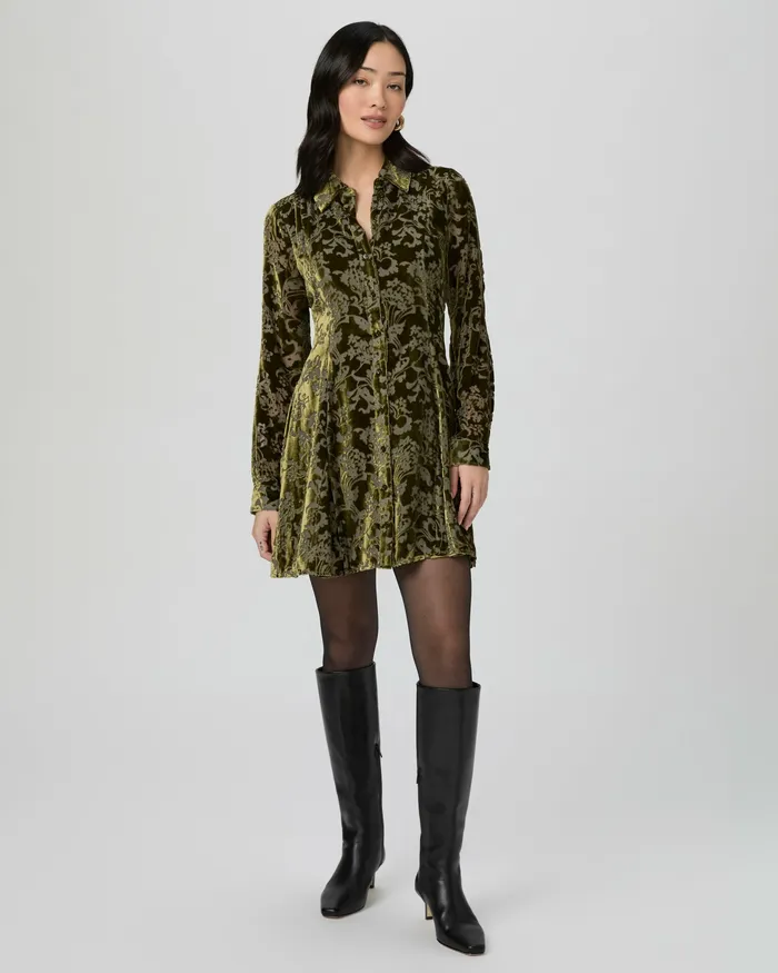 Dresses PAIGE Women Desano Shirt Dress 8211 Spanish Moss Velvet